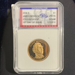 Certified Gold-Tone Commemorative Coin - James Monroe